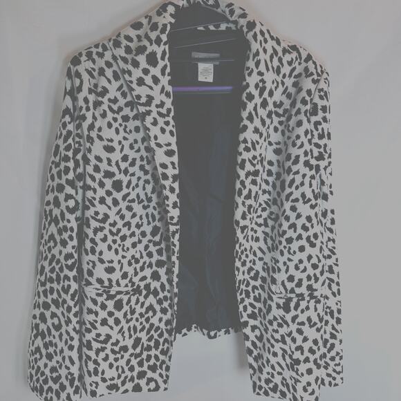 Neiman Marcus Exclusive Leopard Print Black White Sz M Blazer - Picture 1 of 8